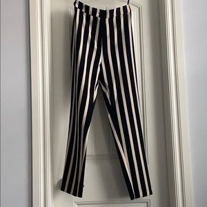 Black and Cream Stripe High Waist Pants
